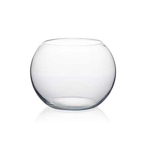 Clear Glass Bowl Vase (8" x 6") - Round Terrarium & Fish Bowl Centerpiece