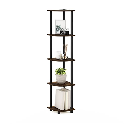 5-Tier Corner Bookshelf Space-Saving Open Storage Shelf, Amber Pine