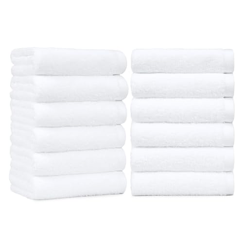 Amazon Basics Soft Cotton Hand Towels 16x26 White 12-Pack