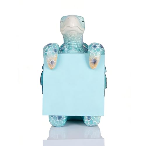Sea Turtle Sticky Note Dispenser, Blue Resin Desk Decor with 100 Sheets