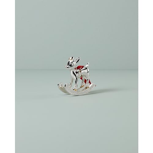 Baby's First Christmas Ornament Rudolph Silverplate with 24K Gold Accents