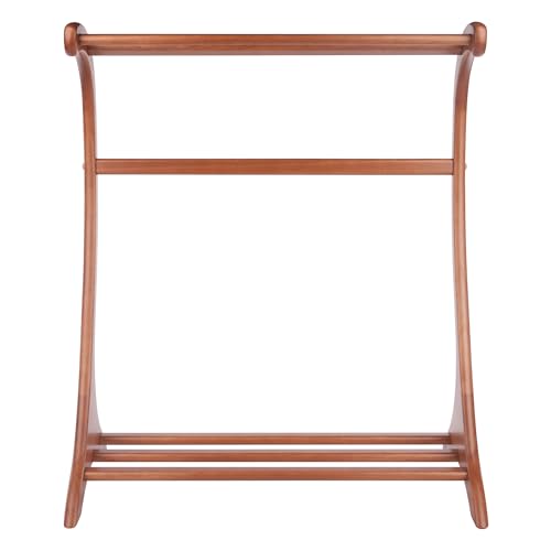 3-Rung Solid Wood Blanket Rack with Teak Finish