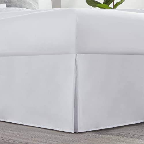 White Queen Bed Skirt with 14 Inch Drop - Tailored Brushed Microfiber