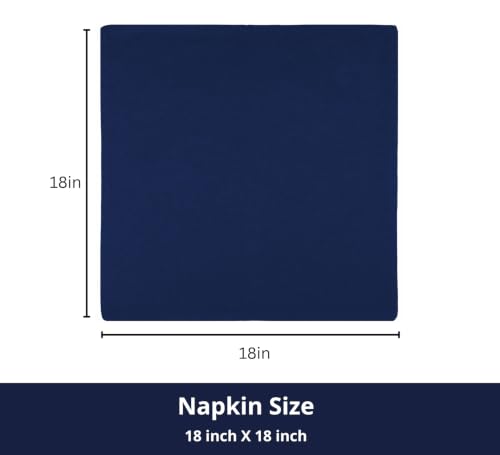 100% Cotton Dinner Napkins 18x18 Inch, Set of 12, Navy Blue Table Linens
