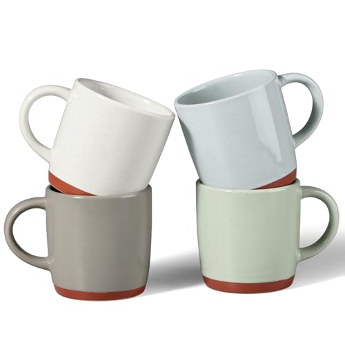 Speckled Multicolor Ceramic Coffee Mug Set of 4, 12oz Modern Farmhouse Cups