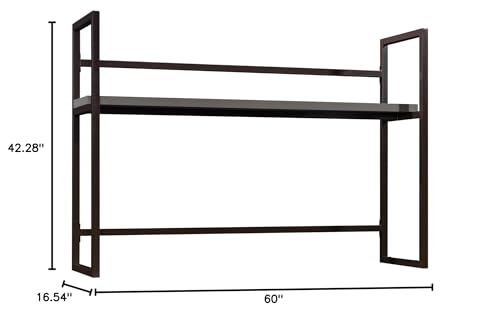 Modern Desktop Hutch with Open Storage, Mystic Oak Finish