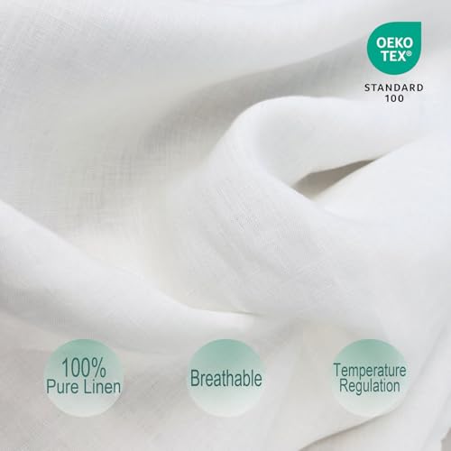 Queen Size White French Linen Pillow Sham, 20x30 Inch Ruffled Pillow Cover