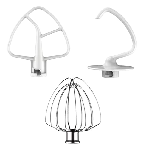 FOKIEE White & Silver 3-Piece KitchenAid 5QT Tilt-Head Mixer Attachments Set