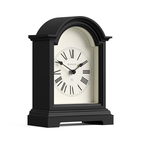 Arch Top Mantel Clock, Silent Quartz Desk and Shelf Clock, Black