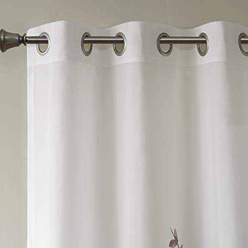 Madison Park Cecily Semi Sheer SINGLE Panel Window Curtain Burnout Botanical Print, Easy To Hang, Fits up to 1.25" Diameter Rod, 50x84", Leaves Mauve