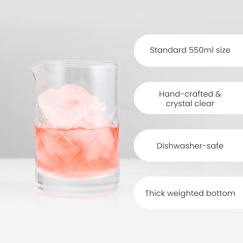 A Bar Above 18 Oz Diamond Cut Cocktail Mixing Glass with Secure Base, Pack of 1