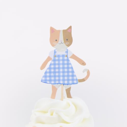 Cat Cupcake Toppers and Liners Kit with Pastel Cases - 24 Pack