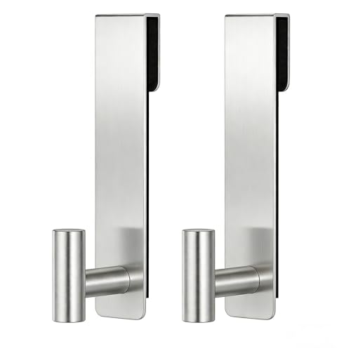 7.5-Inch Over-the-Glass Shower Door Hooks - Rustproof Stainless Steel, 2-Pack
