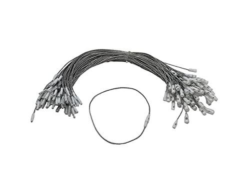 100 Pack Silver Precut String Hangers with Snap Fasteners for Ornaments