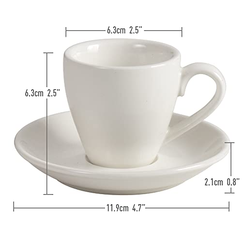 White IonEgg Porcelain Espresso Cups with Saucer & Mini Spoons, 80ml, Pack of 2
