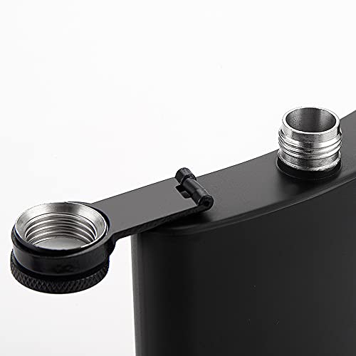 FYL Matte Black 12oz Stainless Steel Hip Flask with Leakproof Cap & Funnel
