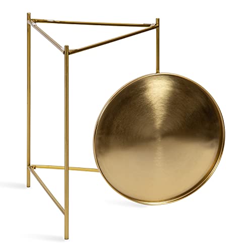 Modern Nesting Side Table Set of 2, Gold Metal Tray End Tables