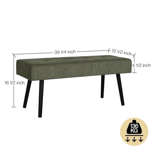Modern Corduroy Padded Entryway Bench - 39-Inch Rectangular Bed Bench