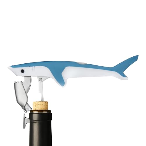 True Shark Waiters Corkscrew Wine Opener with Foil Cutter, Stainless Steel & Plastic