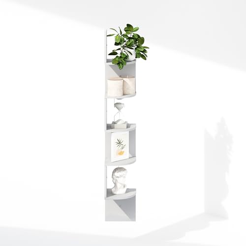 5-Tier Floating Corner Shelf, Wall-Mounted Zigzag Storage Rack for Home