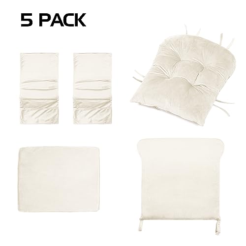 5-Piece Glider Rocker Replacement Cushion Set with Ottoman Pad, Velvet