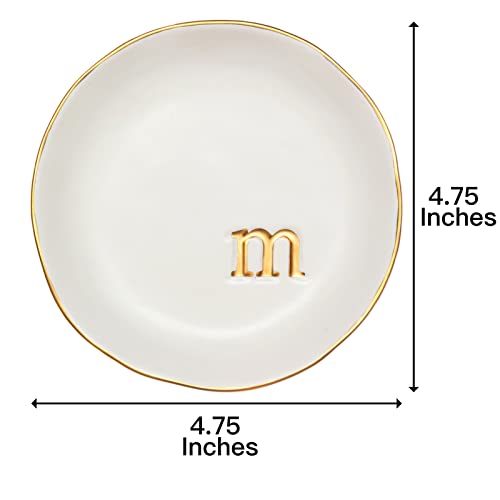 Ceramic Jewelry Tray Trinket Dish with Gold Monogram Gift Box