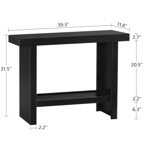 Modern 2-Tier Console Table, 39.4-Inch Rectangular Entryway Sofa Table