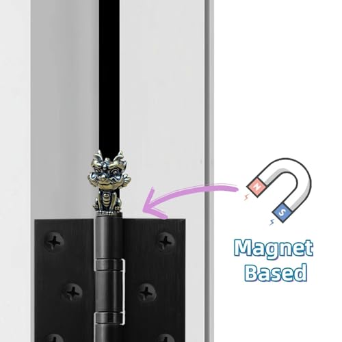 3-Piece Magnetic Brass Kylin Door Hinge Toppers Decorative Figurines