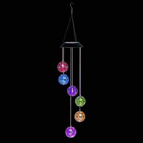 Solar Hanging Gem Sphere Mobile with LED Lights for Garden Decor