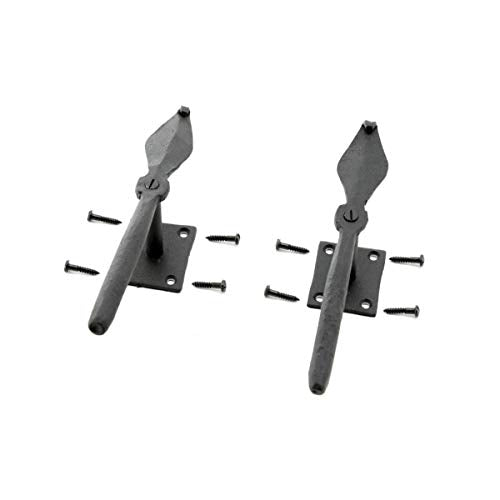 7-Inch Spoon Shaped Wrought Iron Shutter Dogs - Black Decorative Set
