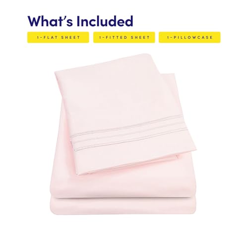 Sweet Home Collection Twin XL Sheet Set - Pale Pink 3 Piece Deep Pocket