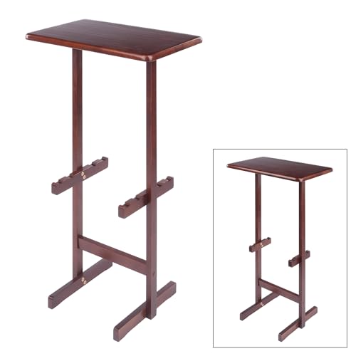 Solid Wood Folding Snack Table Storage Rack, Walnut Finish