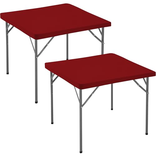 Enjoyidea Red 36x36 Inch Card Table Covers 2-Pack Fitted Elastic Spandex