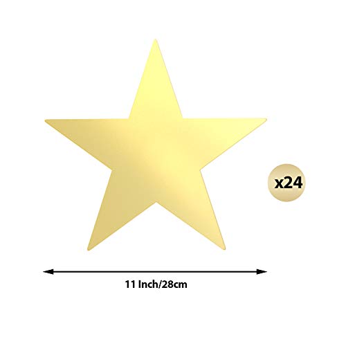 24 Pcs 11-Inch Large Gold Star Cutouts - Double-Sided Cardstock Paper Stars