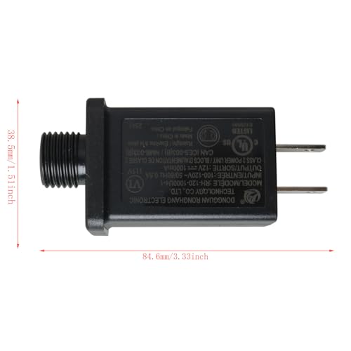12V 1A Waterproof Power Adapter for Christmas Lights & Outdoor Decorations