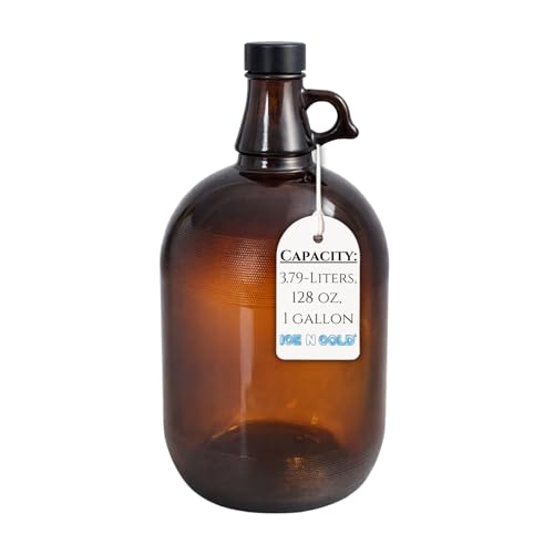 1 Gallon Amber Glass Jug with Handle and 38mm Airtight Cap