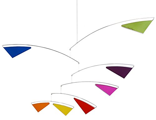 Tranquil Spectrum Kinetic Art Mobile, 22 x 34 Inch Rainbow Wall Hanging