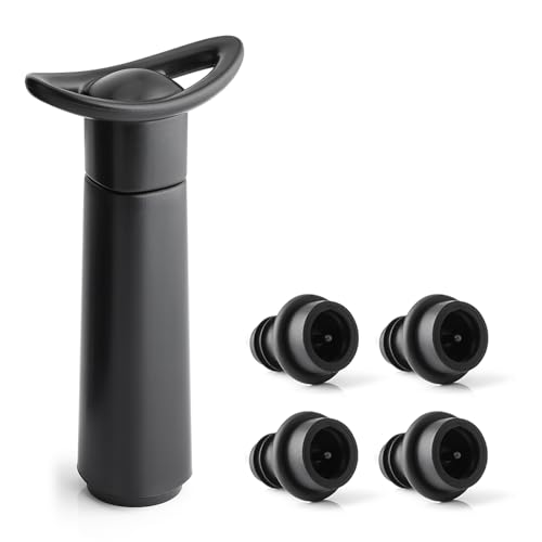 OWO Wine Vacuum Pump Set with 1 Pump & 4 Silicone Stoppers - Keeps Wine Fresh Longer