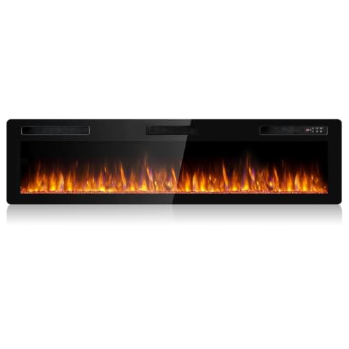 72-Inch Ultra-Thin Linear Electric Fireplace Recessed Wall Mounted Heater