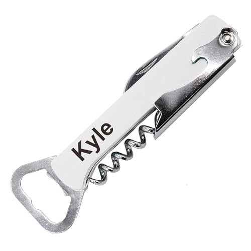 Personalized White Corkscrew Multi Tool - Engraved Wine & Beer Opener