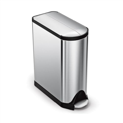 45 Liter Brushed Stainless Steel Butterfly Lid Kitchen Step Trash Can