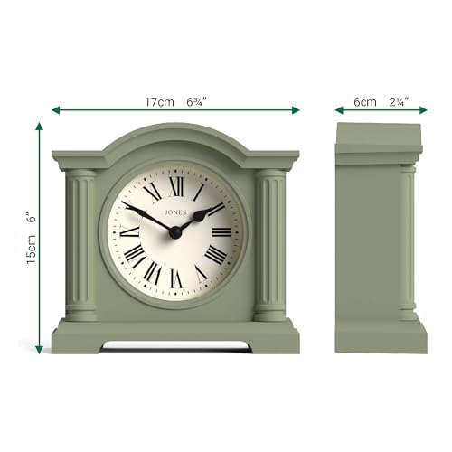 Sage Green Arched Mantel Clock - Classic Small Desk and Shelf Clock