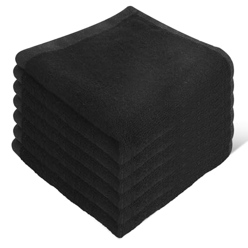 INFICRIME Black Bamboo Fiber Face & Body Washcloths 6-Pack - Soft & Absorbent
