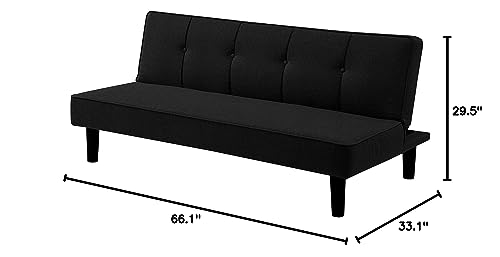 Serta Twin Sofa Bed Futon in Black - Space-Saving Convertible Couch