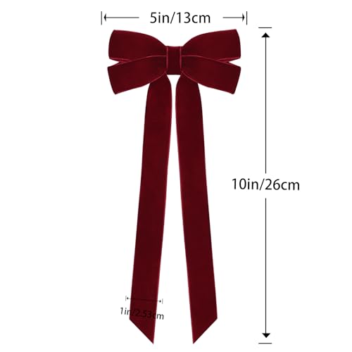 12-Pack Burgundy Velvet Christmas Ribbon Bows for Wreaths & Trees (5x10 in)
