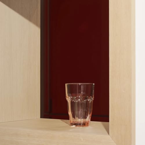 Stackable Tempered Glass Long Drink Glasses, 12.5 oz, Peach, Set of 6
