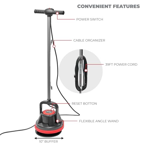 10-Inch Commercial Floor Polisher and Buffer Machine with 39ft Cord