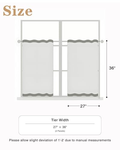 Blackout Window Curtain Tiers - 27" W x 36" L, Beige, 2 Panels
