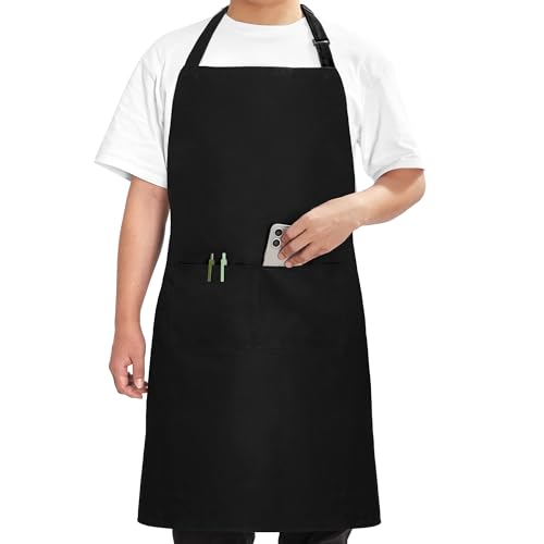 Adjustable Chef Apron with Pockets - Heavy Duty BBQ & Cooking Apron