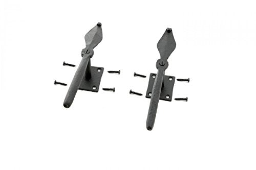 7-Inch Spoon Shaped Wrought Iron Shutter Dogs - Black Decorative Set